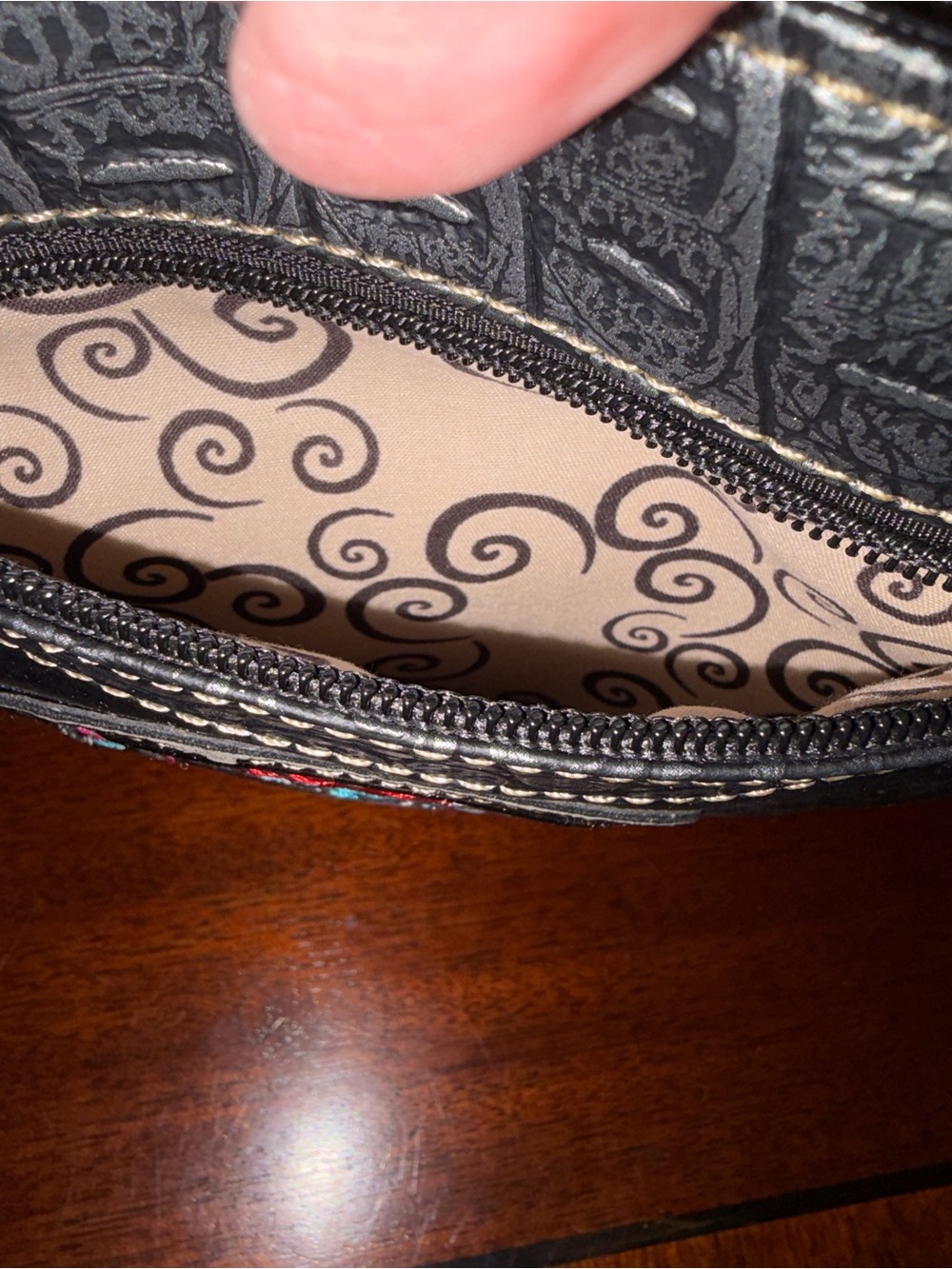 The Day Of The Dead Black Embroidered Crossbody Bag with Stud Accents - Picture 4 of 5